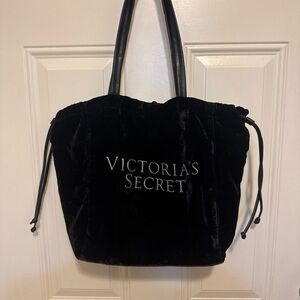 Victorias Secret VELVET Bling Tote Black LUX Bag Travel